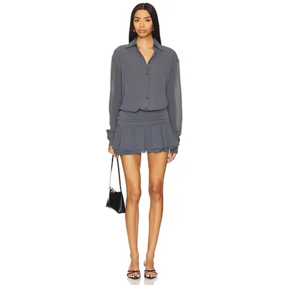 NWT LIONESS Girls Girls Girls Mini Dress in Dark Olive in Gray